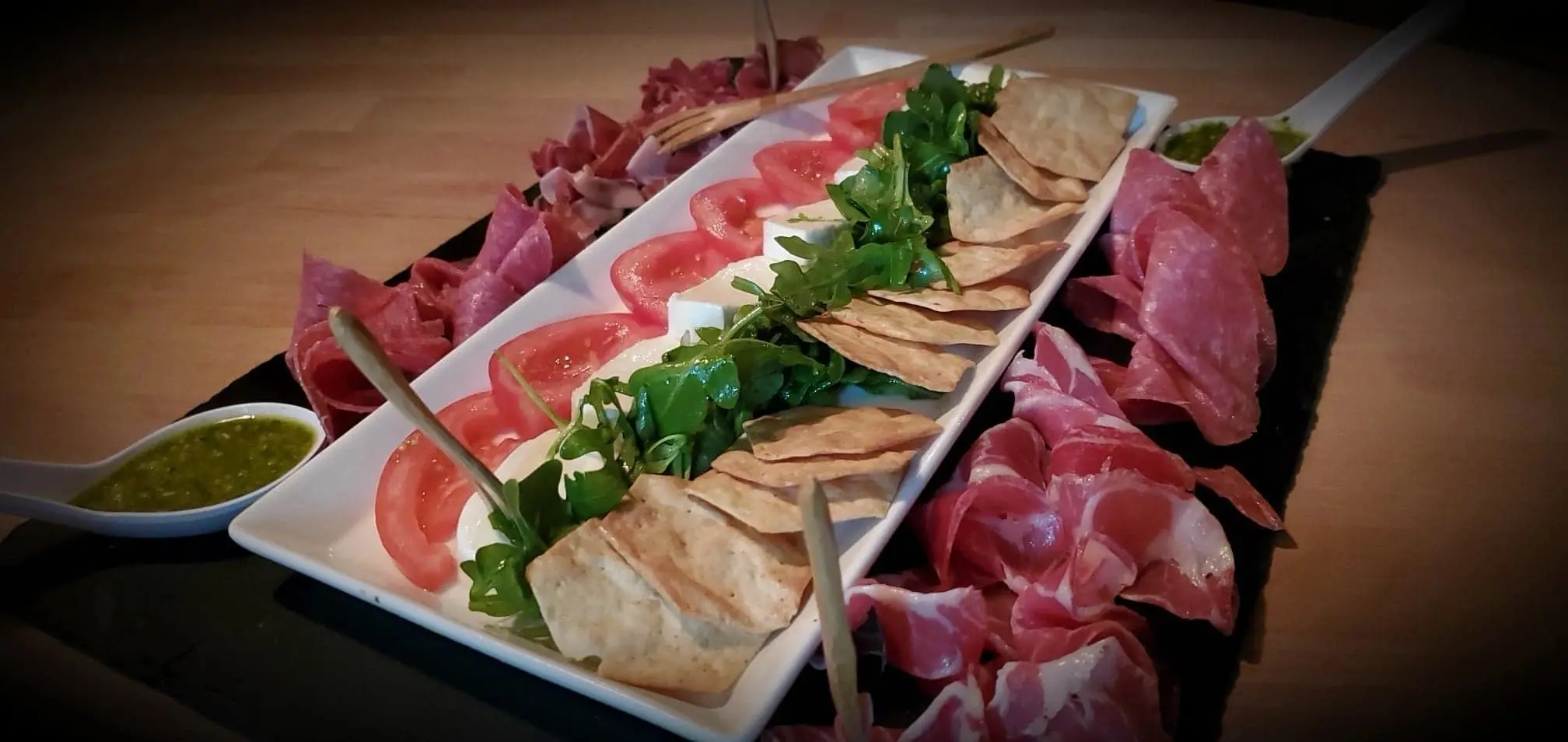 Caprese and charcuterie platter