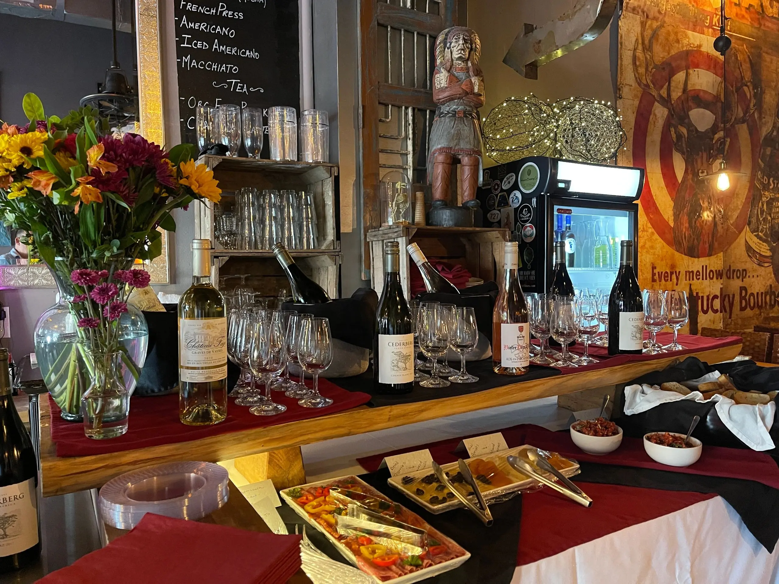 Wine tasting setup with multiple glasses